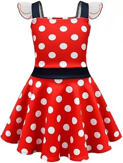 Lito Angels Mouse Girl Mouse Dress Costume Fancy Dress with Mouse Ears Headband for Toddler Girls Red/Pink Polka Dots