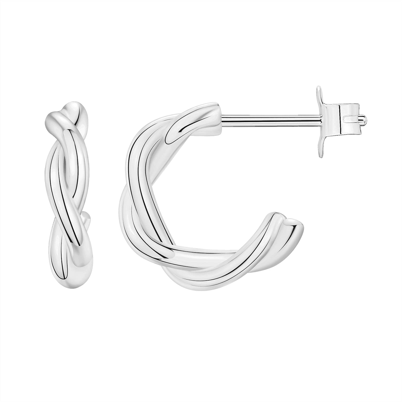 PAVOI 14K Gold Plated Chunky Huggies Earrings for Women - 925 Sterling Silver Po