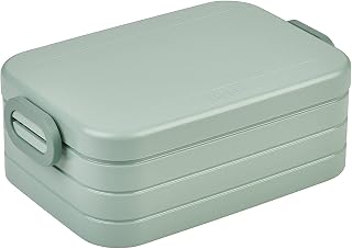 Mepal Midi Take A Break Lunch Box, 900 ml, Nordic Sage | Lunch box to go - for 2 sandwiches or 4 slices of bread - meal prep box food box with dividers - dishwasher safe