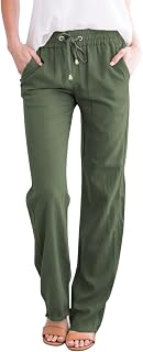 Women's Linen Trousers, Wide Flowy Cotton and Linen Trousers, Lightweight and Breathable for Spring Summer, Chic and Elegant Casual Clothes - High Waisted Comfortable