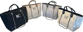 Personalised Medium Tote Bag with Initials | Custom Handbag for Women | Reusable Shoulder Bag for Shopping, Work, Travel & Gifts | Stylish Monogrammed Airport Bag | Bridesmaid & Birthday Gifts Ideas