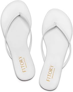 FITORY Thong Flip Flops Women, Dressy Leather Flat Sandals