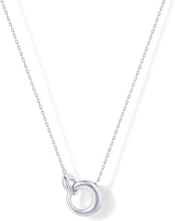 PAVOI 14K Gold Plated Dainty Interlock Pendant Necklace for Women | Circle Link Pendant Necklaces