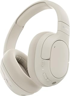 Belkin SoundForm Isolate Noise-Cancelling Wireless Headphones, over ear headphones with mic, Bluetooth headphones with 60H playtime, deep bass, CloudCushion ear cups for travel, home, office - Beige