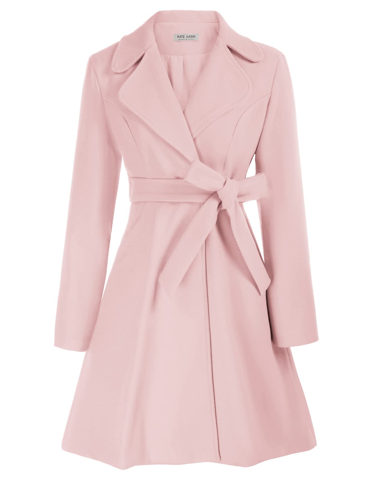 Kate Kasin Women A Line Peacoat Dress Coat Belted Notch Lapel Overcoat Fall Wint