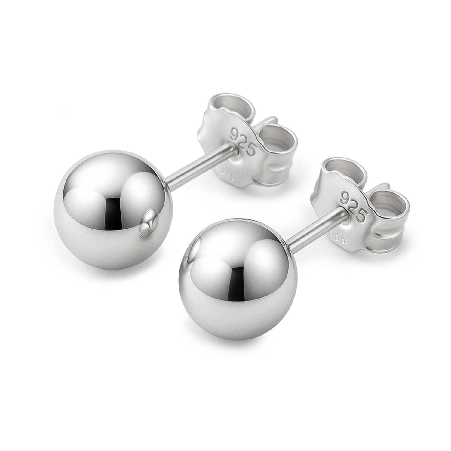 KEZEF Sterling Silver Ball Stud Earrings for Women - Hypoallergenic Lightweight 