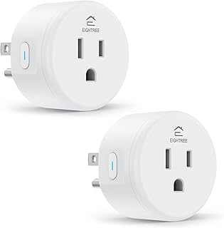 EIGHTREE Smart Plug WiFi Outlet Works with Alexa & Google Home, 15A, 2-Pack | Smart Home Socket with Remote Control & Timer Function, WiFi Plug for household appliances, No Hub Required, 2.4GHz WiFi Only