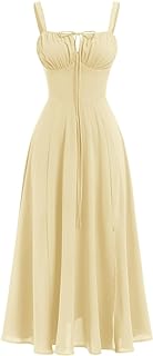 ABEHIK Women Floral Corset Dress Summer Dress 2026 Boho Flowy Slit Lace Up Midi Dresses Going Out A Line Casual Sundress