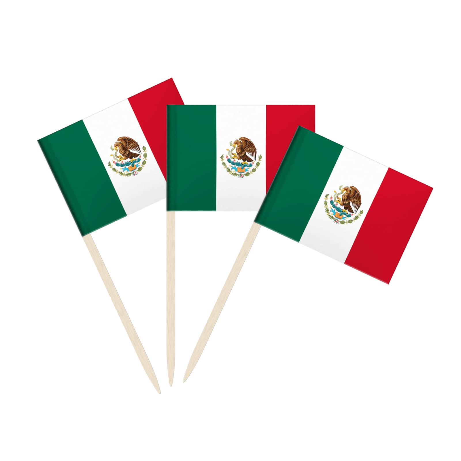 100 Pack Mexico Flag Mexican Toothpick Flags, Cocktail Picks Mini Stick Cupcake 
