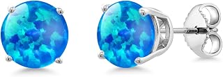 Gem Stone King 2-4 Cttw Round Gemstone Birthstone Stud Earrings For Women Men | 925 Sterling Silver | Round 7MM | Fine Jewelry Gifts for Women Her Mom Wife Men