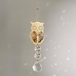 Crystal Suncatcher for Windows - Rainbow Suncatcher with Owl Prisms Hanging Ornament for Christmas Wedding Garden Home Decor Gift