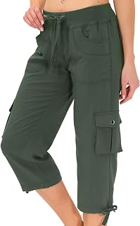 MoFiz Women's Capris with Pockets Loose Fit Casual Capris Pants Capris Pants Elegant Lightweight Loose Hiking