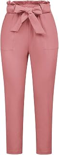 GRACE KARIN レディース ワークパンツ、ペーパーバッグ ハイウエスト 蝶ネクタイ ドレッシーパンツ、オフィス ビジネス カジュアル アウトフィット