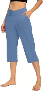 Yoga Pants for Women Wide Leg High Waist Casual Crop Sweatpants with Pockets
