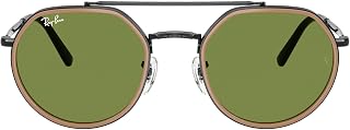 Ray-Ban Occhiali da sole rotondi unisex Rb3765, nero/verde