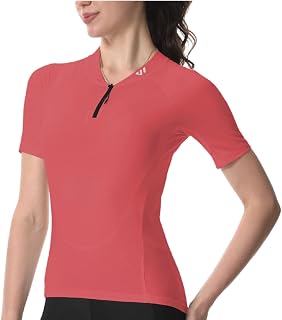 Wulibike Cycling Jersey Women's Half Zip Cycling Shirt Mountain Bike Cycling Jersey Breathable Road Bike Jersey Short Sleeves Women Bicycle Shirt 4 Pockets