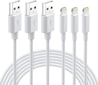 Nikolable 3 Pack iPhone Charger Cable 2M, MFi Certified Lightning Cable, iPhone Charging Cord for iPhone 11 12 13 14 Xs Max XR X 8 7 6 Plus 5s SE iPad Airpods, Lightning Charger White