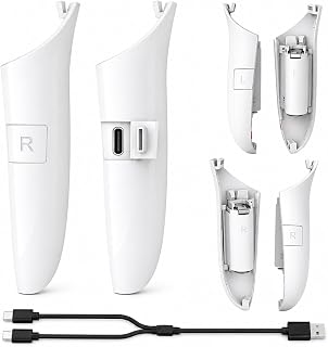 VR Controller Battery Pack for Meta Quest 3/Quest 3S, Lightweight Portable Rechargeable Battery Cover with 2-in-1 Type-C Cable Rechargeable VR Accessories Extended Playtime Power Accessory