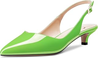 CASTAMERE Women's Low Kitten Heel Pointed Toe Slingback Pumps Cute Dress Office Sandals Sexy 3.5 CM Heels