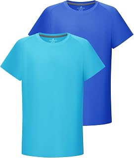 DEVOROPA Youth Boys Rash Guard Swim Shirt Short Sleeve UPF 50+ Sun Shirts Lightweight Quick Dry Kids Surf Swimsuit