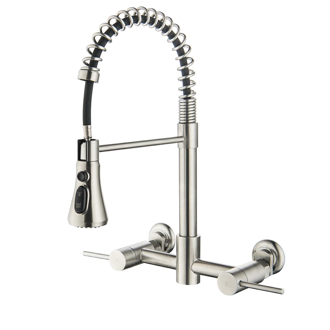 Aspasia Wall Mount Kitchen Faucet, 8 Inch Center Wall Mount Kitchen Sink Faucet 