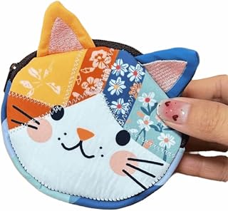 Patchwork Zipper Coin Purse Large Capacity Cat Storage Pouch