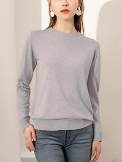 Pullover for Women Long Sleeve Crew Neck Lightweight Knitted Sweater Soft Casual Tops for Autumn and Warm Layers