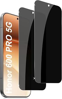Holilo For Honor 600 Pro 5G Privacy Tempered Glass Screen Protector – 2 Pieces, 9H Hardness Anti Spy Privacy Glass Film HD 3D Tempered Glass Anti-scratch