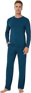 NACHILA Bamboo Viscose Pajamas for Men Long Sleeve PJs Pants with Pockets