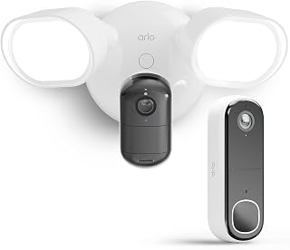 Arlo Floodlight 2K + HD Video Doorphone, Wireless Home Alarm, Outdoor LED