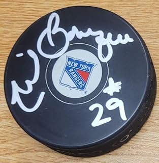 Autographed Phil Bourque New York Rangers Hockey Puck