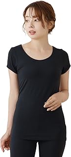 Shiragi Knit hoko labo Wear Self-Care Women's French Sleeve 【Germanium Ore Mixed In】 Far-Infrared Inner UV Protection Health Care Top K6722L-E