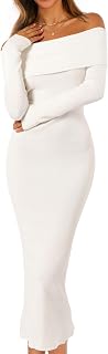 Merokeety Women's Long Sleeve Pullover Sweater Dress Modern