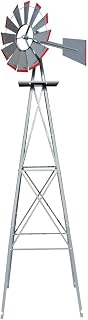 VINGLI 8FT Ornamental Windmill Backyard Garden Decoration Weather Vane, Heavy Duty Metal Wind Mill w/ 4 Legs Design (Grey)