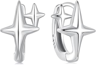 MUNDELL Silver Star Huggie Hoop Earrings for Women Hypoallergenic Earrings