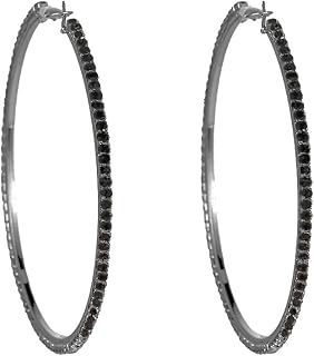 Large Rhinestone Hoop Earrings for Women Girls Hypoallergenic Extra Big 80mm Huggie CZ Hoops Dangle Drop Earring Fashion Chic Party Jewelry Gifts 3 inch