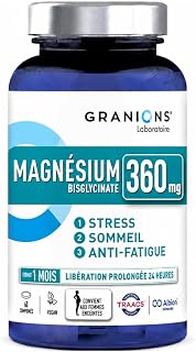 Granions Magnesium Bisglycinate 360 mg Vitamin B6 Anti-Stress 60 Cp | 24-hour prolonged release, optimal absorption, anti-fatigue and sleep, energy, magnesium, anti-stress adult, 1 month format