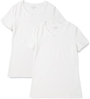 Amazon Essentials Camiseta de Manga Corta con Cuello Redondo y Corte Recto Mujer, Paquetes Múltiples