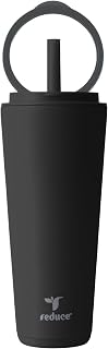 REDUCE Halo 32 oz Stainless Steel Vacuum Insulated Tumbler - Spill Proof Travel Mug with Flip Handle Lid - Keeps Drinks Cold for 32 Hrs - Dishwasher Safe - Cupholder Friendly - Phantom