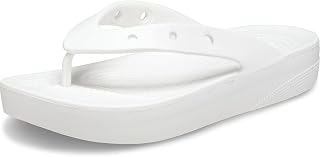 Crocs Women's Classic Platform Flip W Clog, White, 8 UK
