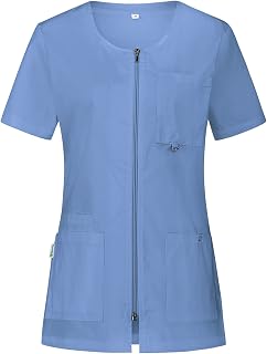 B-well Stella Kasacks Women's Care Jacket with Zip Short Sleeve 4 Pockets