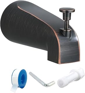 Tub Spout with Diverter, Slip On Bathtub Spout Fits 1/2'' Copper Tube(5/8'' Dia), Bathroom Tub Faucet with PTFE Tape & Hex Wrench, Oil Rubber Bronze