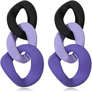Charm Elegant Hollow Color Chain Acrylic Geometric Temperament Dangle Drop Earrings Bohemian Minimalist Hypoallergenic Jewelry Gift