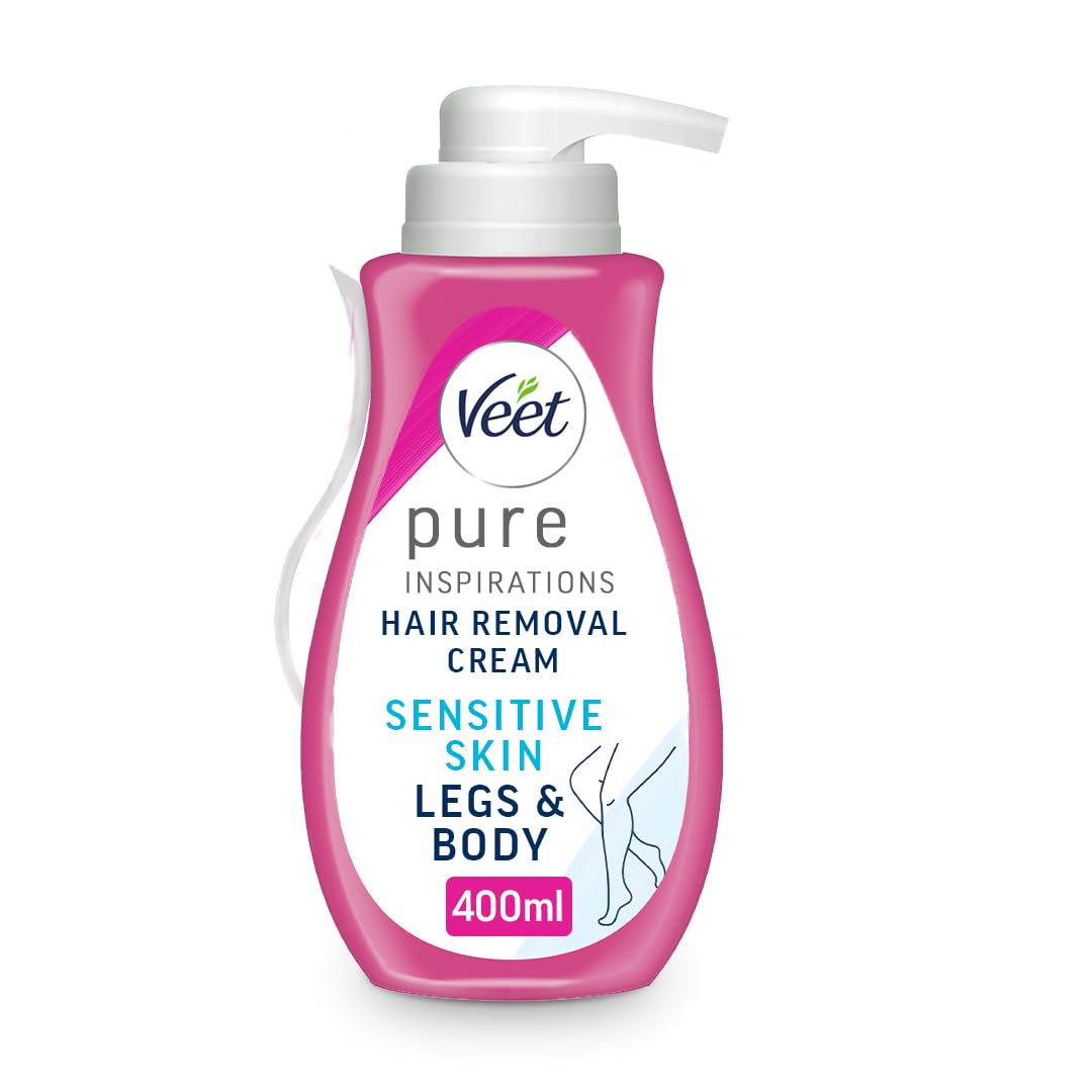 Veet Pure Legs & Body Hair Removal Cream, 400ml, Sensitive Skin | Natural Origin