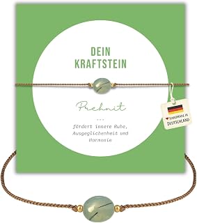 happymaker Women's Gemstone Bracelet as Power Transmitter, Handmade in | Real gemstones with gold or silver beads, adjustable size, gift card and gift wrapping, courage gift