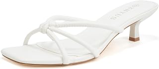 Women's Spaghetti Strap Square Open Toe Kitten Heel Mule Sandals