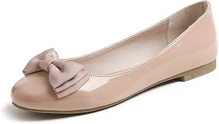 Feversole Women's Patent Round Toe Cute Bow Trim Ballet Flats, Ballerine Punta Tonda Decorate con Un Grazioso Fiocco da Donna