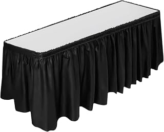 DecorRack Table Skirt, 29 in x 14 ft -BPA Free- Plastic Tableskirt, Disposable, Reusable, Rectangular Tablecloth Skirt, Black (1 Pack)