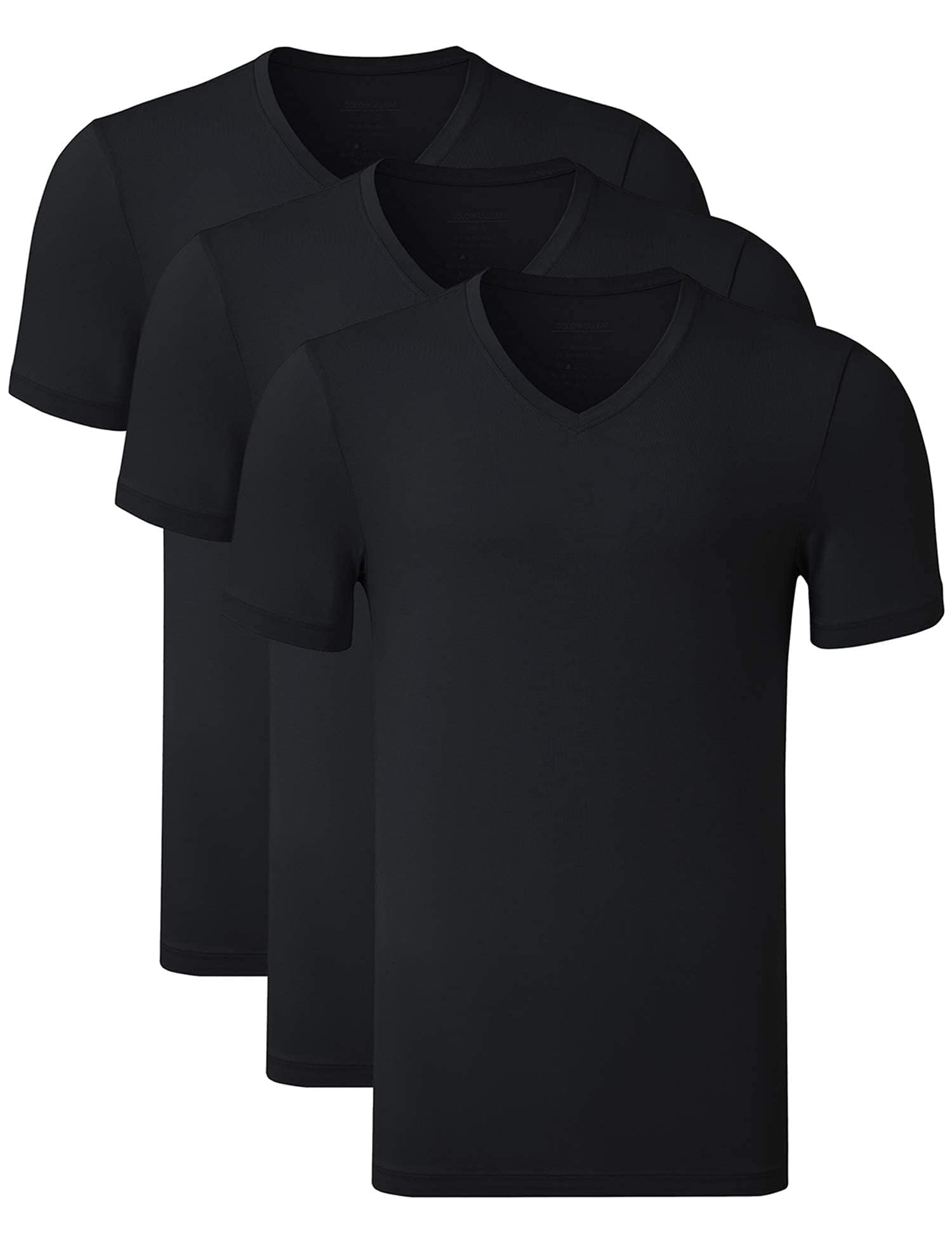 COLORFULLEAF Mens Bamboo Rayon Undershirts V Neck T Shirts Short Sleeve Slim Fit