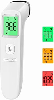 Viproud Touchless Thermometer for Kids and Adults, Accurate 1-Second Result | Large LCD with 3-Color Backlight, Fever Indicator, Mute Mode, Memory Recall, Dule Mode Forehead/Object, for All Ages